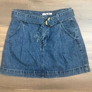We The Free/Free People Jade Belted Denim Pleated Mini Skirt Pockets Size 26